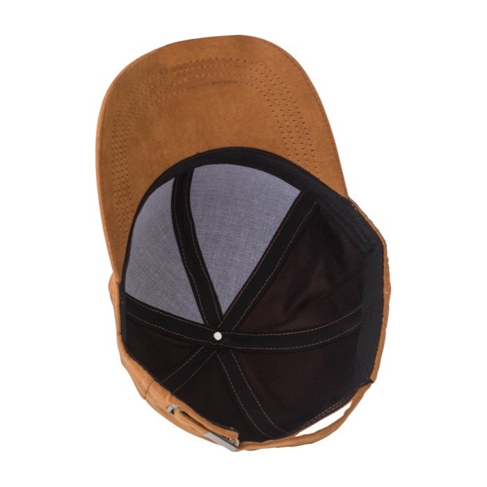 Gorra de 6 paneles poliéster con cierre de hebilla metálica 110 g/m2 color marrón sexta vista Gorra de 6 paneles poliéster con cierre de hebilla metálica 110 g/m2 color marrón sexta vista