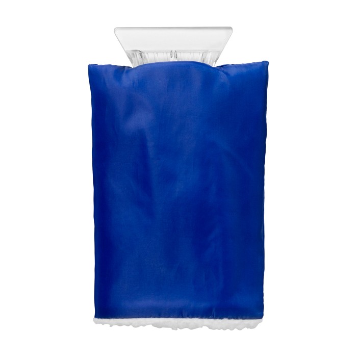 Raspador de hielo con guante protector y acolchado interior color azul vista frontal