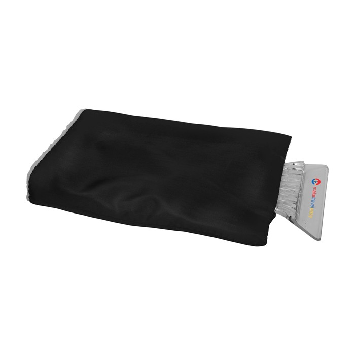 Raspador de hielo con guante protector y acolchado interior color negro vista impresión tampografía