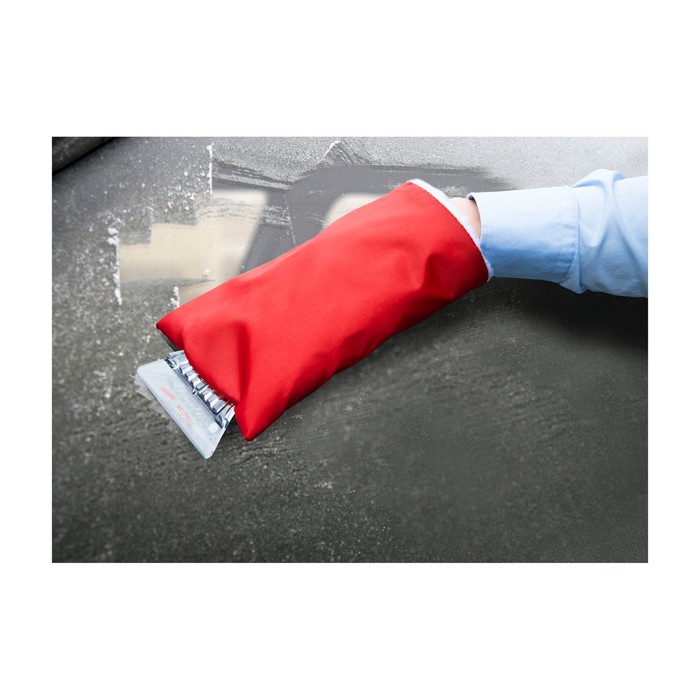 Raspador de hielo con guante protector y acolchado interior color rojo segunda vista