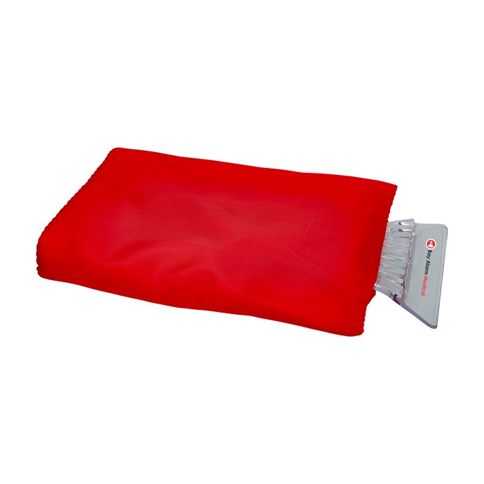 Raspador de hielo con guante protector y acolchado interior color rojo vista impresión tampografía