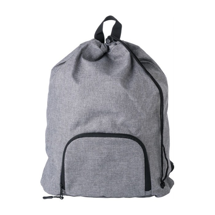 Mochilas para propaganda de poliéster plegable y bolsillo exterior color gris tercera vista Mochilas para propaganda de poliéster plegable y bolsillo exterior color gris tercera vista