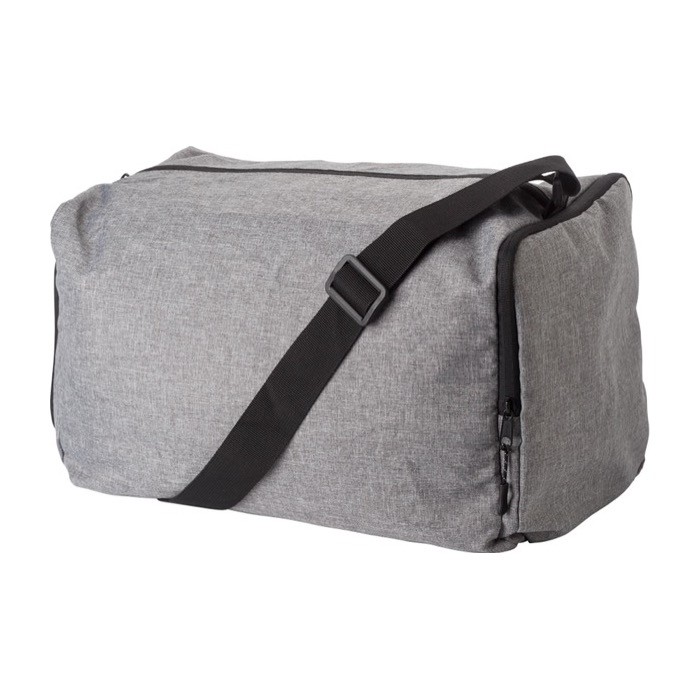 Bolsa de viaje promocional plegable con compartimiento para zapatos color gris primera vista