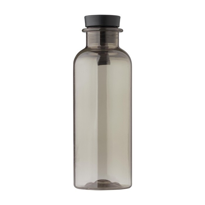 Botella de RPET con asa de goma y detalle de bambú 500ml color negro primera vista Botella de RPET con asa de goma y detalle de bambú 500ml color negro primera vista