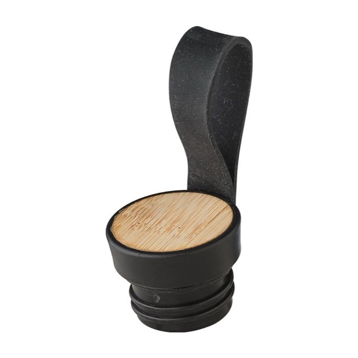 Botella de RPET con asa de goma y detalle de bambú 500ml color transparente segunda vista Botella de RPET con asa de goma y detalle de bambú 500ml color transparente segunda vista