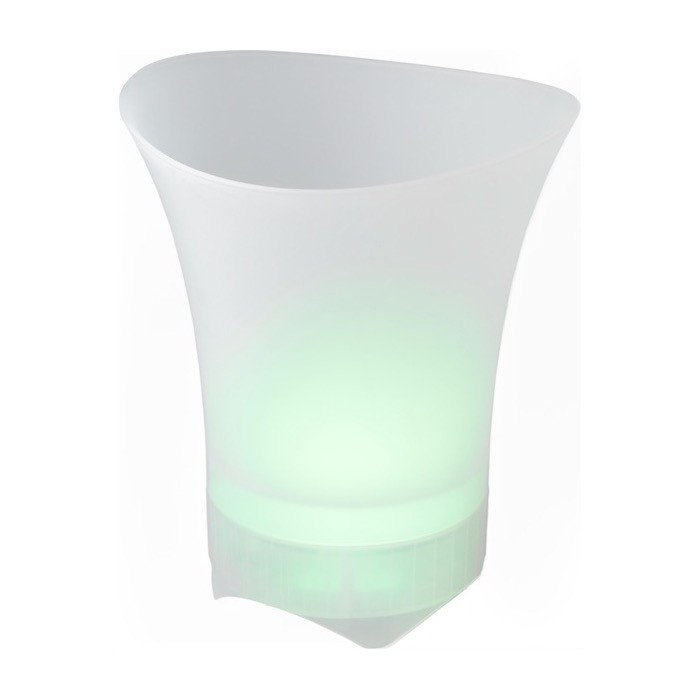 Cubitera personalizada de ABS con luces de colores y altavoz incluido color blanco primera vista Cubitera personalizada de ABS con luces de colores y altavoz incluido color blanco primera vista