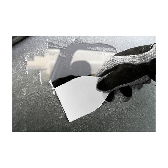 Raspador de hielo grande de plástico reciclado con mango color blanco segunda vista