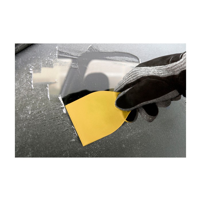 Raspador de hielo grande de plástico reciclado con mango color amarillo segunda vista