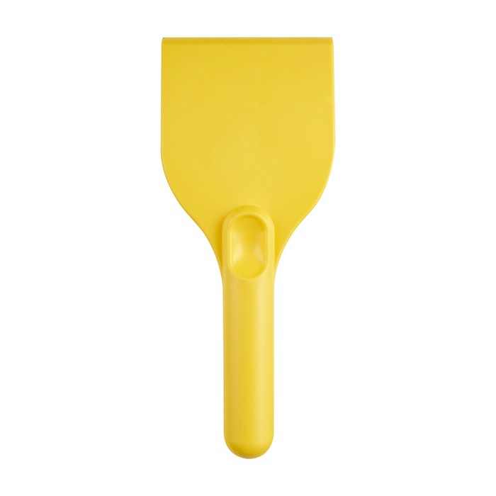 Raspador de hielo grande de plástico reciclado con mango color amarillo segunda vista frontal
