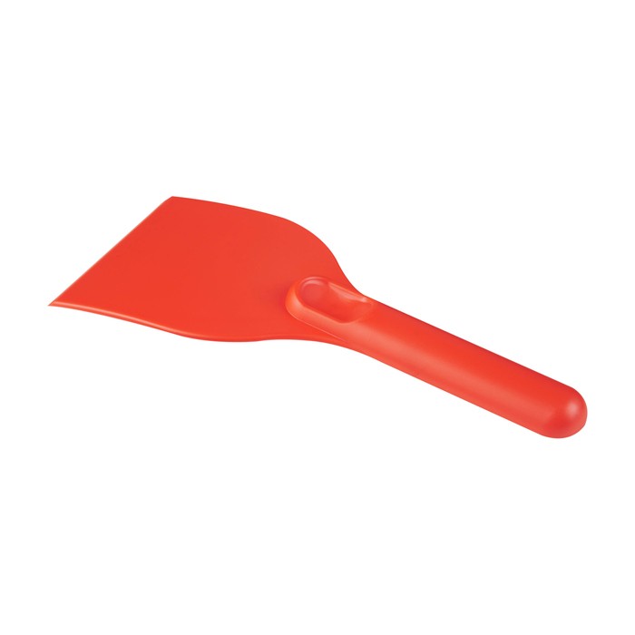 Raspador de hielo grande de plástico reciclado con mango color rojo