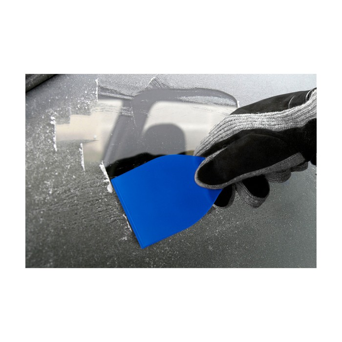 Raspador de hielo grande de plástico reciclado con mango color azul real segunda vista