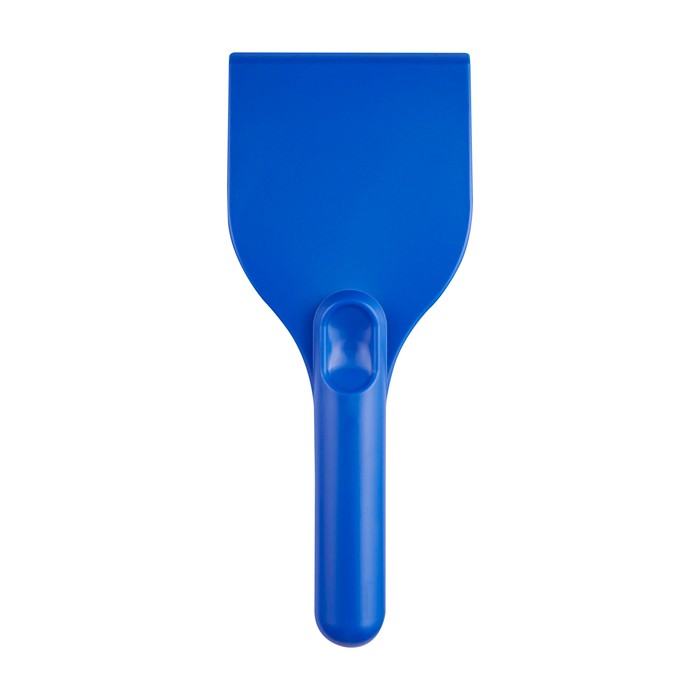 Raspador de hielo grande de plástico reciclado con mango color azul real segunda vista frontal
