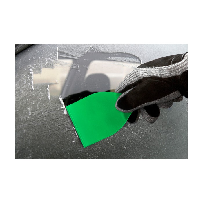 Raspador de hielo grande de plástico reciclado con mango color verde segunda vista