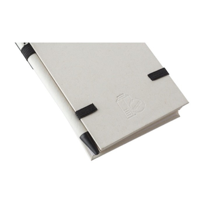 Bloc de notas anillado en parte superior con bolígrafo tinta azul A6 color blanco/negro novena vista Bloc de notas anillado en parte superior con bolígrafo tinta azul A6 color blanco/negro novena vista