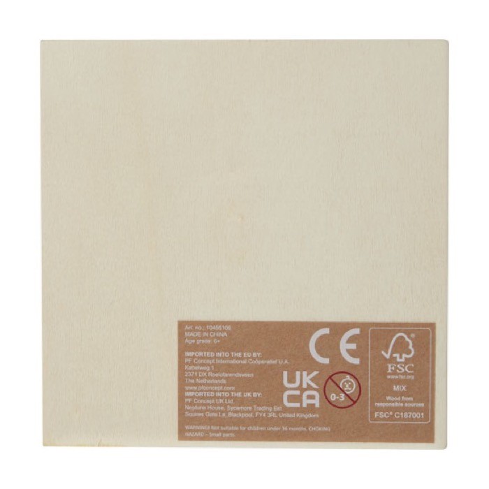 Rompecabezas de madera de haya con 14 piezas en caja deslizante color natural segunda vista trasera