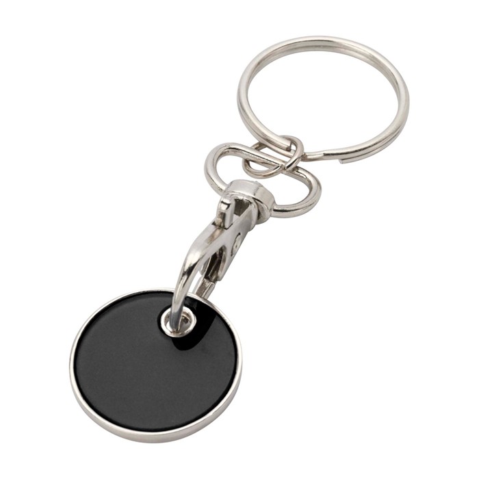 Llavero metálico con moneda para carro en distintos colores color negro Llavero metálico con moneda para carro en distintos colores color negro