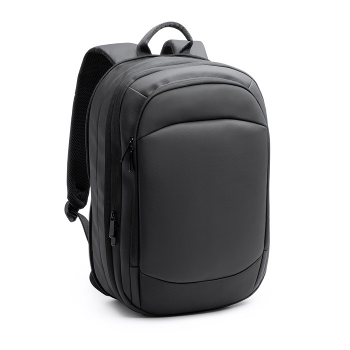 Mochila antirobo de cuero sintético ideal para llevar tu portátil 14” color negro primera vista de uso