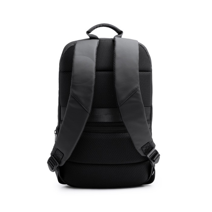 Mochila antirobo de cuero sintético ideal para llevar tu portátil 14” color negro vista detalle 4