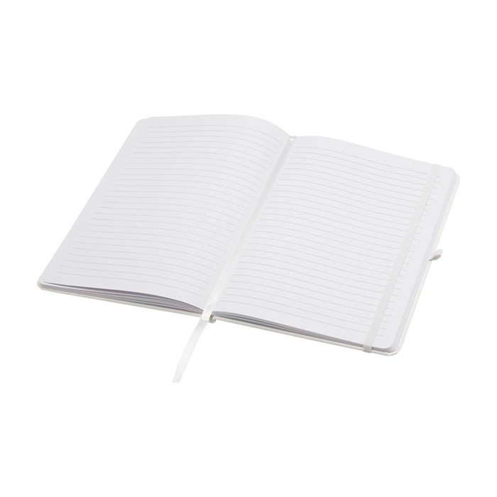 Libreta de papel reciclado con tapa dura A5 hojas a rayas color blanco segunda vista