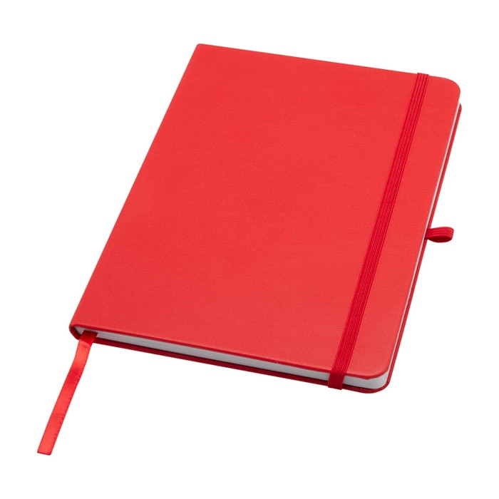 Libreta de papel reciclado con tapa dura A5 hojas a rayas color rojo