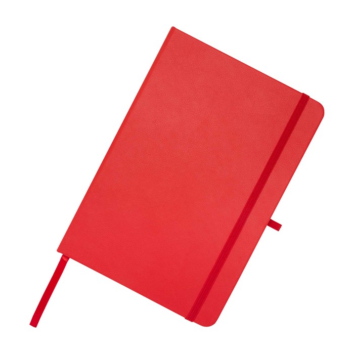 Libreta de papel reciclado con tapa dura A5 hojas a rayas color rojo vista detalle 1
