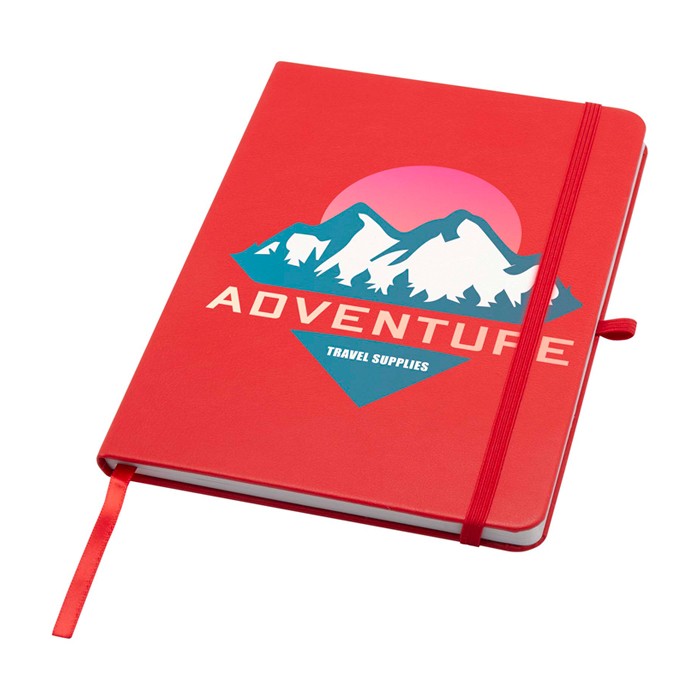 Libreta de papel reciclado con tapa dura A5 hojas a rayas color rojo