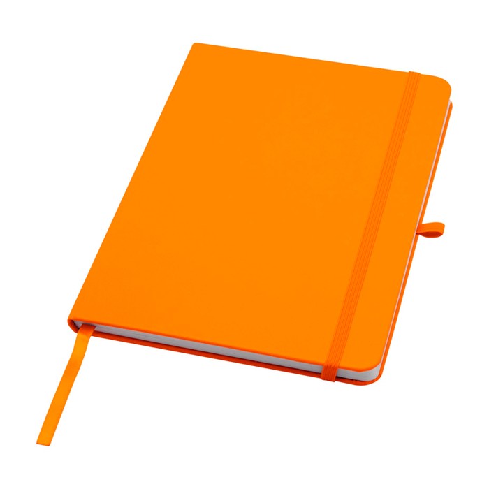 Libreta de papel reciclado con tapa dura A5 hojas a rayas color naranja