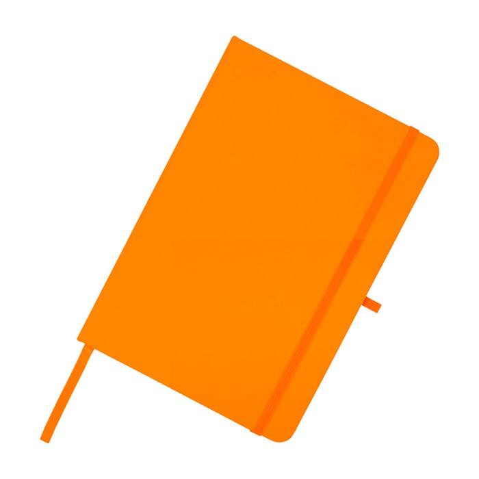 Libreta de papel reciclado con tapa dura A5 hojas a rayas color naranja vista detalle 1