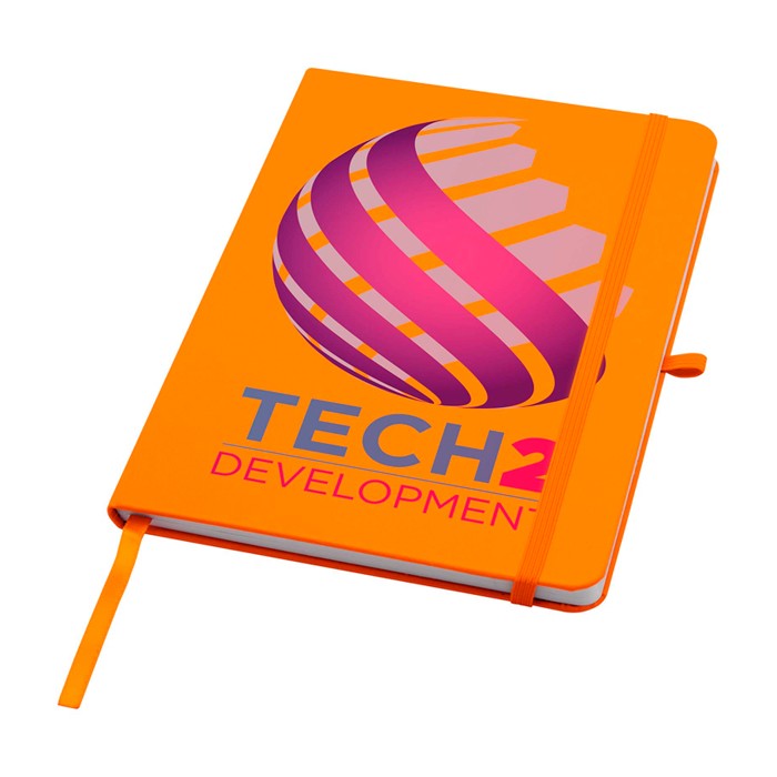 Libreta de papel reciclado con tapa dura A5 hojas a rayas color naranja