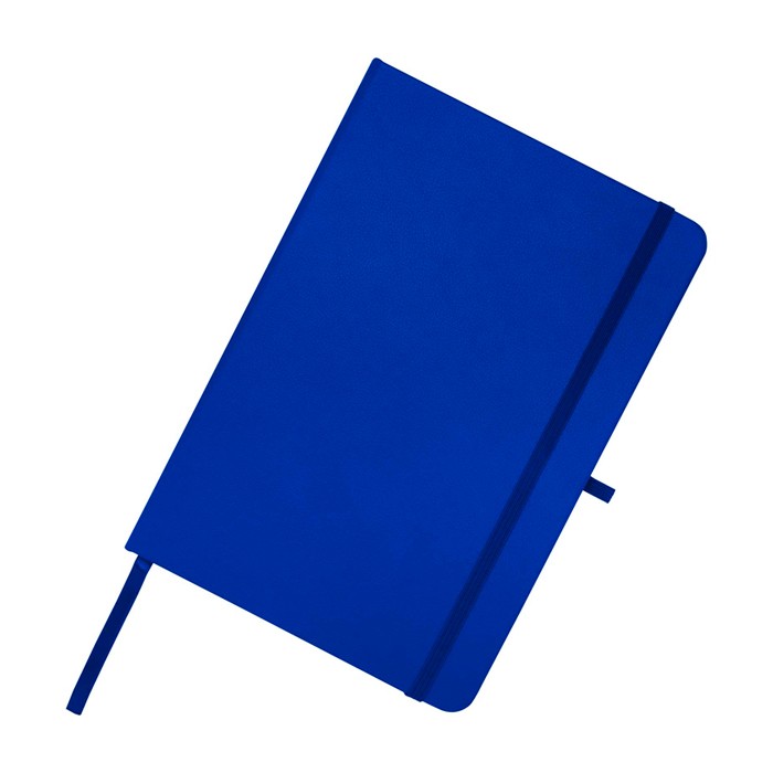 Libreta de papel reciclado con tapa dura A5 hojas a rayas color azul real vista detalle 1