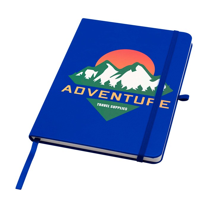 Libreta de papel reciclado con tapa dura A5 hojas a rayas color azul real