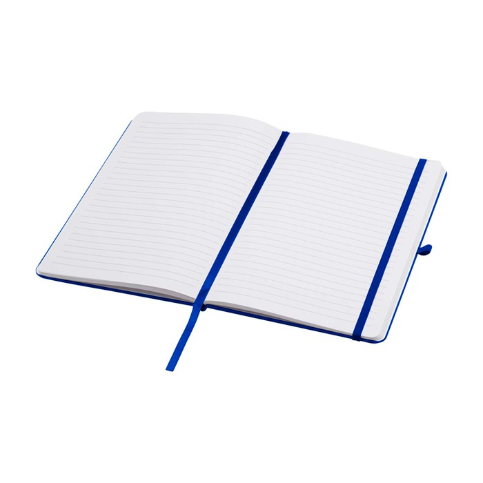 Libreta de papel reciclado con tapa dura A5 hojas a rayas color azul real segunda vista