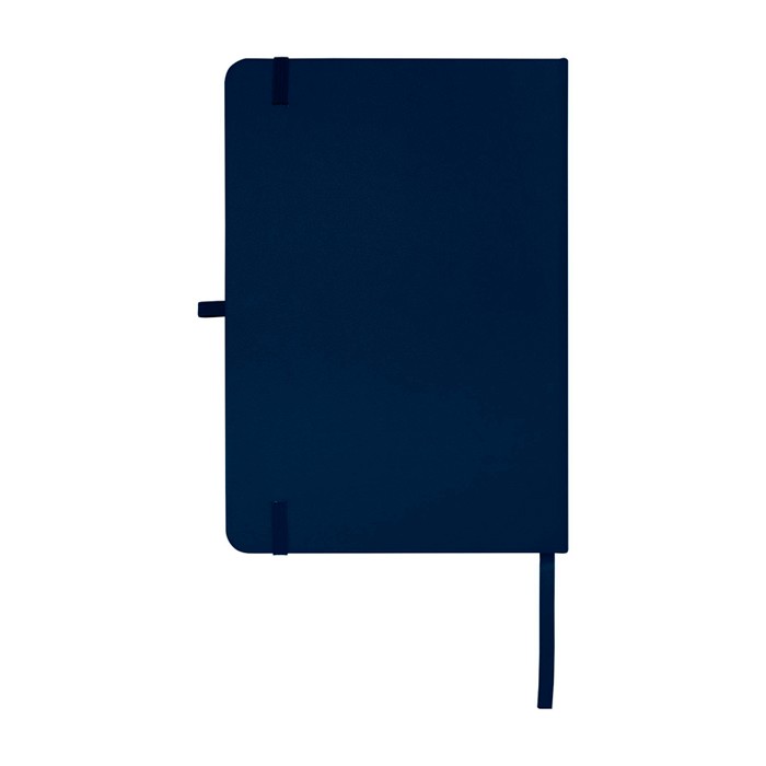 Libreta de papel reciclado con tapa dura A5 hojas a rayas color azul marino segunda vista trasera