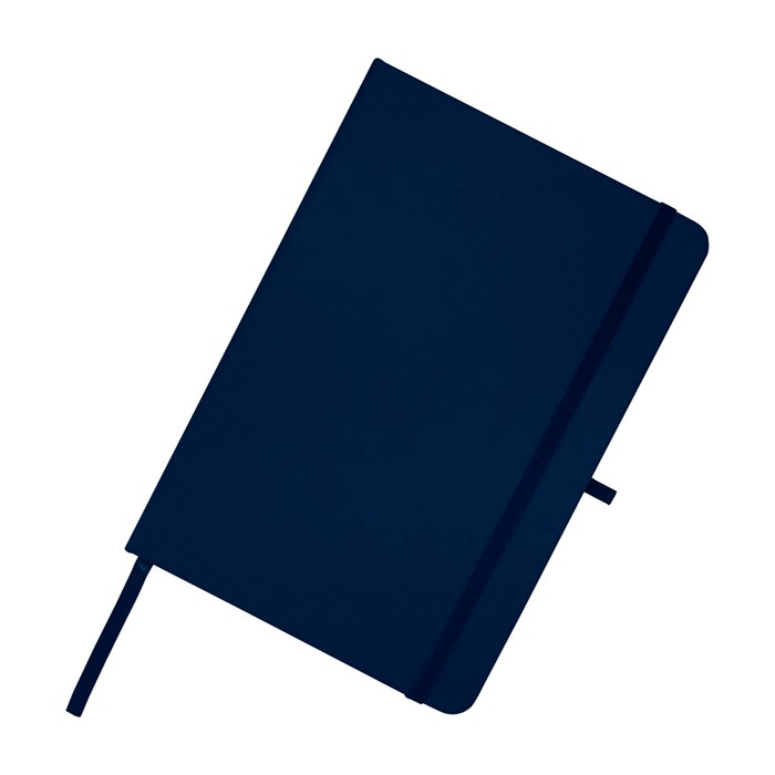 Libreta de papel reciclado con tapa dura A5 hojas a rayas color azul marino vista detalle 1