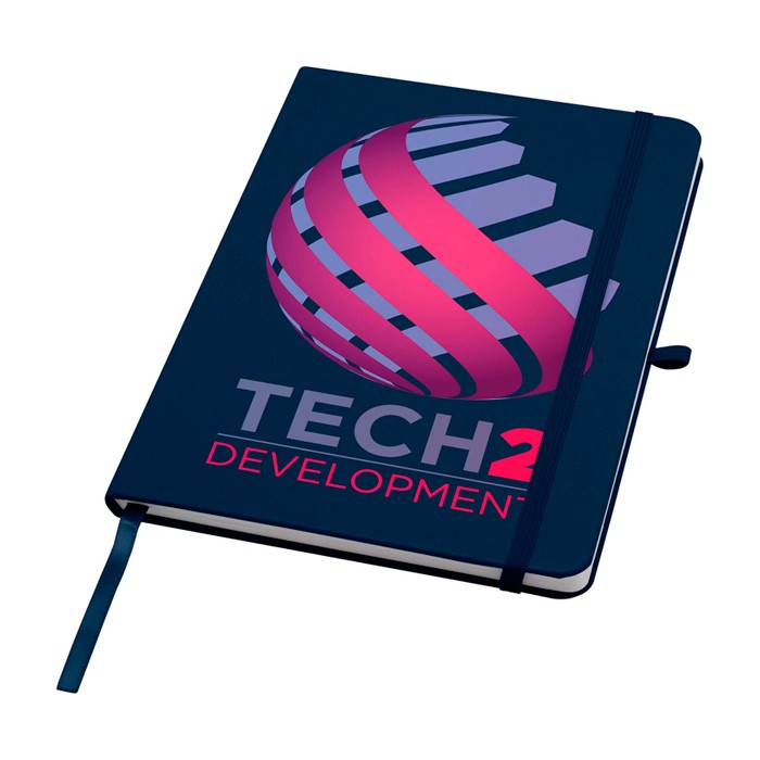 Libreta de papel reciclado con tapa dura A5 hojas a rayas color azul marino