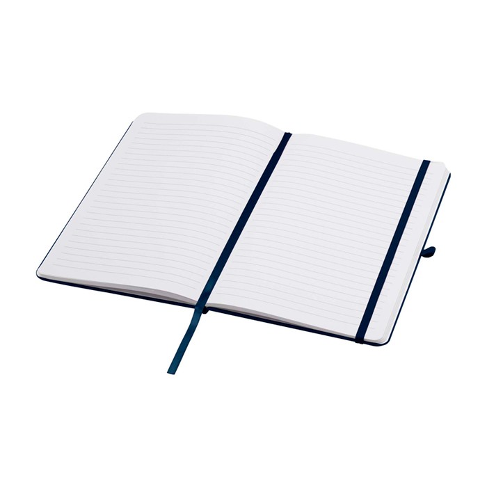 Libreta de papel reciclado con tapa dura A5 hojas a rayas color azul marino segunda vista