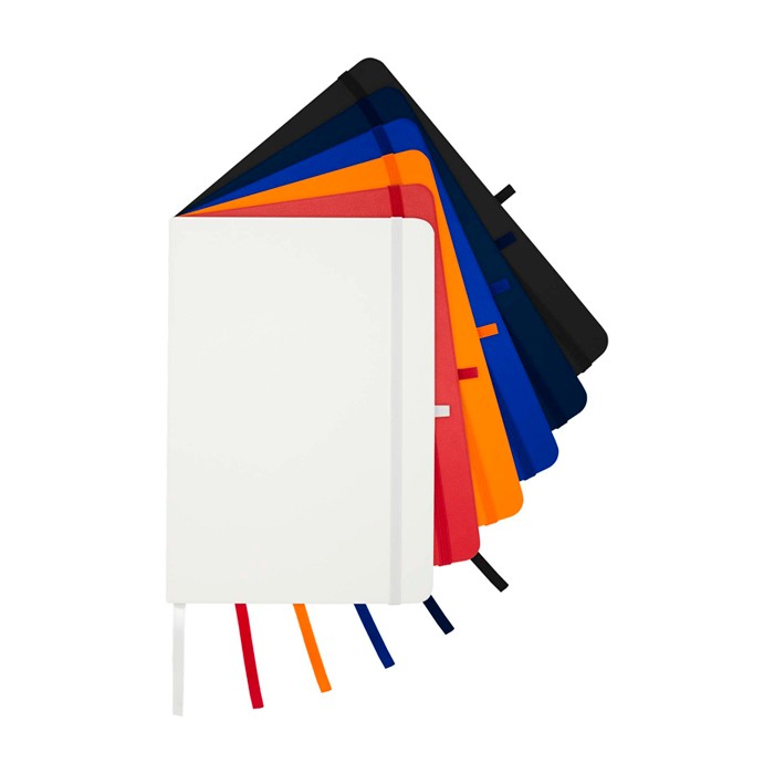 Libreta de papel reciclado con tapa dura A5 hojas a rayas color azul marino segunda vista varios colores