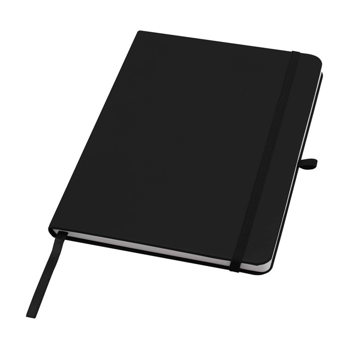 Libreta de papel reciclado con tapa dura A5 hojas a rayas color negro