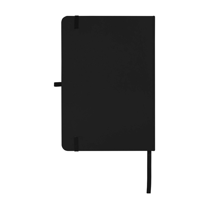 Libreta de papel reciclado con tapa dura A5 hojas a rayas color negro segunda vista trasera