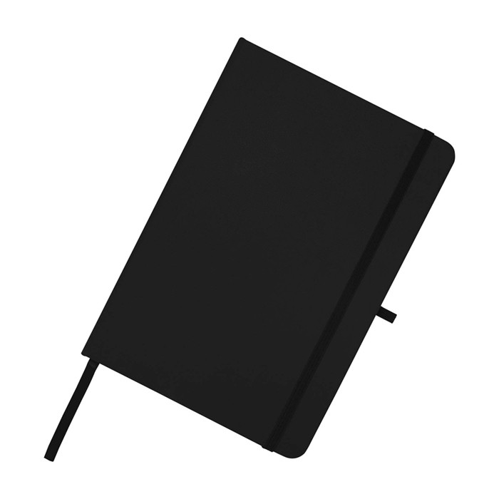 Libreta de papel reciclado con tapa dura A5 hojas a rayas color negro vista detalle 1