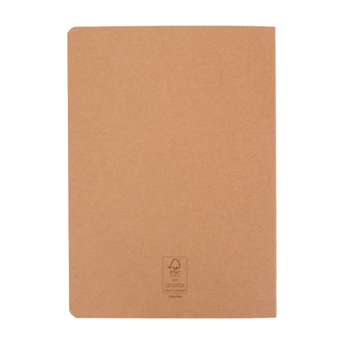 Cuaderno de tipo agenda de papel kraft con lomo cosido A5 color natural segunda vista trasera