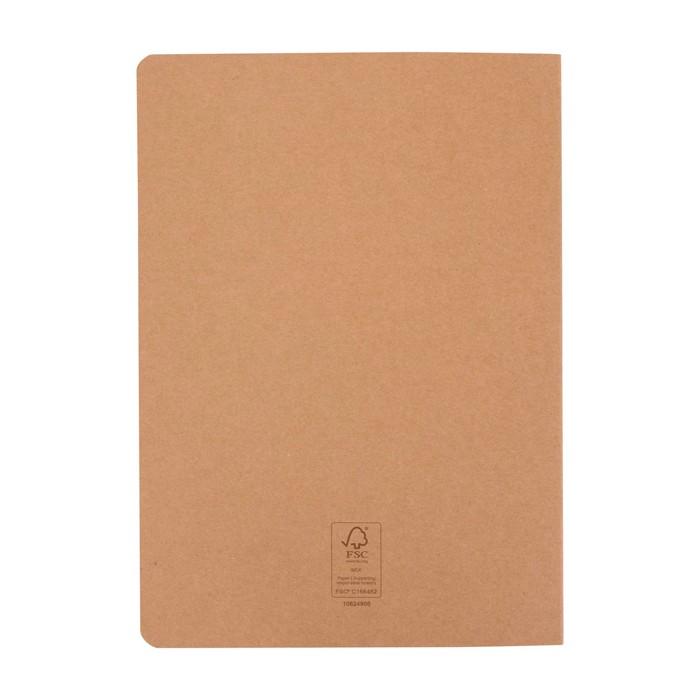 Libreta con tapa de cartón kraft y lomo cosido A5 hojas punteadas color natural segunda vista trasera