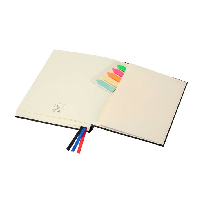 Cuaderno de tapa dura de plástico reciclado con agenda diaria A5 color negro cuarta vista