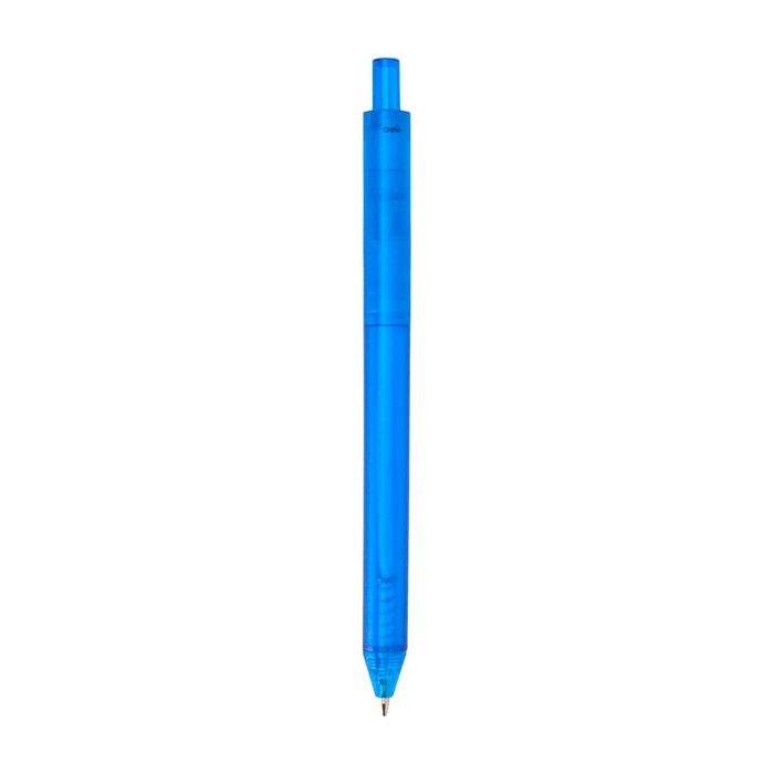Libreta de plástico reciclado con bolígrafo con soporte tinta azul color azul tercera vista trasera Libreta de plástico reciclado con bolígrafo con soporte tinta azul color azul tercera vista trasera