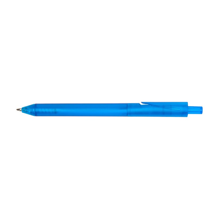 Libreta de plástico reciclado con bolígrafo con soporte tinta azul color azul tercera vista frontal Libreta de plástico reciclado con bolígrafo con soporte tinta azul color azul tercera vista frontal
