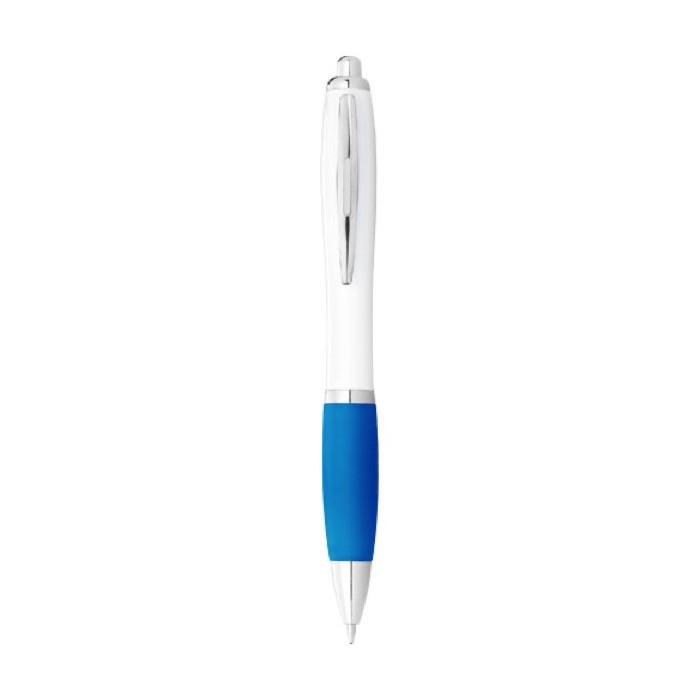 Bolígrafo barato para promocionar tu marca color azul claro segunda vista frontal Bolígrafo barato para promocionar tu marca color azul claro segunda vista frontal