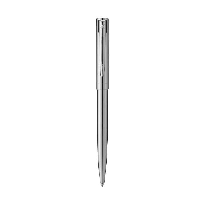 Bolígrafo clásico de la marca Waterman color plateado vista delantera Bolígrafo clásico de la marca Waterman color plateado vista delantera