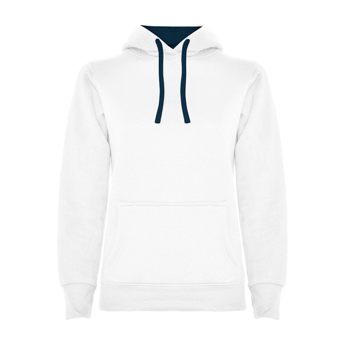 Sudadera de algodón y poliéster slim fit para mujer 280 g/m2 Roly Direct Urban color blanco/azul segunda vista Sudadera de algodón y poliéster slim fit para mujer 280 g/m2 Roly Direct Urban color blanco/azul segunda vista