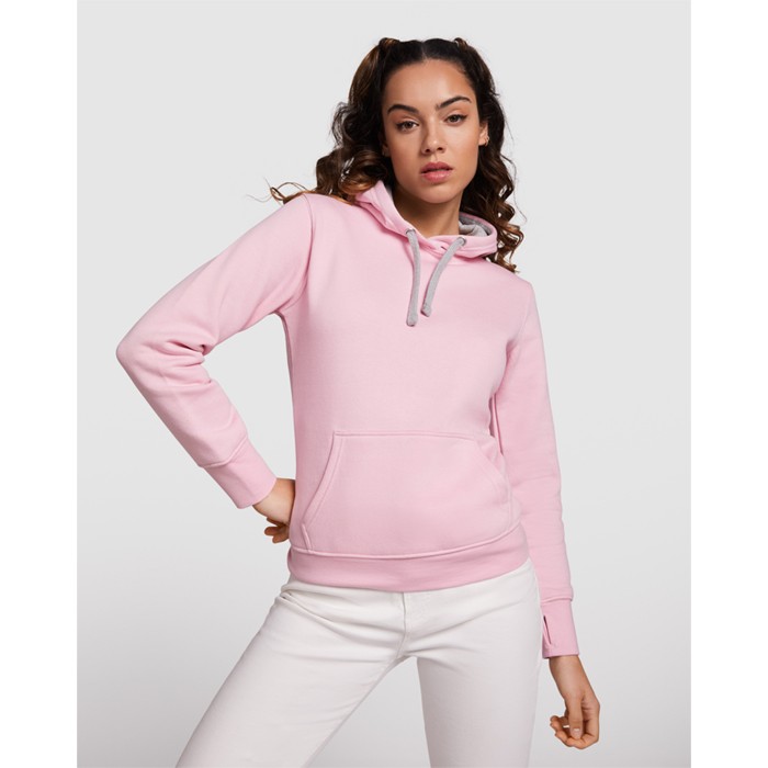 Sudadera de algodón y poliéster slim fit para mujer 280 g/m2 Roly Direct Urban color rosa claro primera vista de uso Sudadera de algodón y poliéster slim fit para mujer 280 g/m2 Roly Direct Urban color rosa claro primera vista de uso