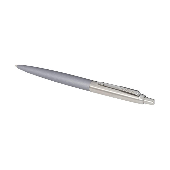 Bolígrafo mate con acabados cromados color gris segunda vista